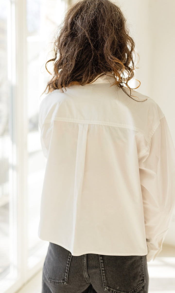 Cropped Oversized Hemd in Weiß