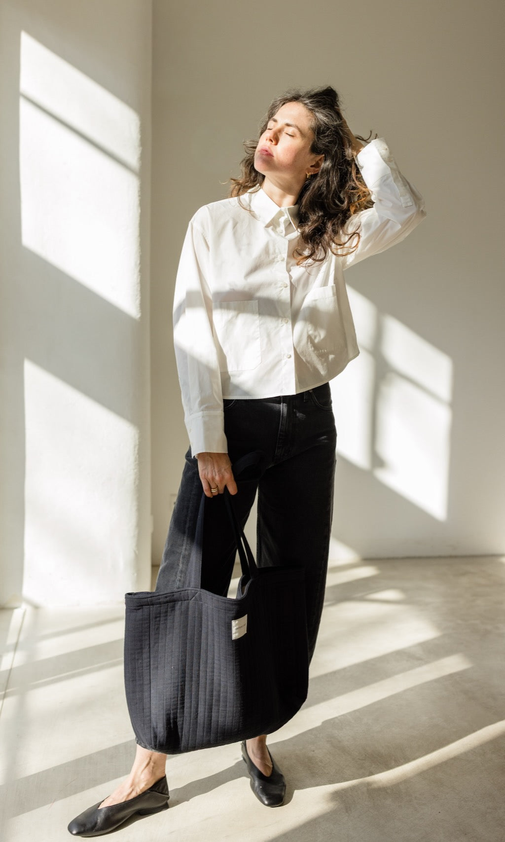 Cropped Oversized Hemd in Weiß