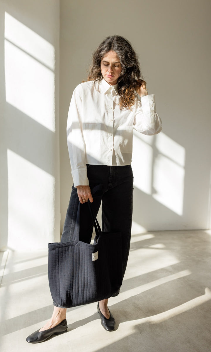 Wendbare Gesteppte Mom Bag aus Bio Baumwolle - abricot coco