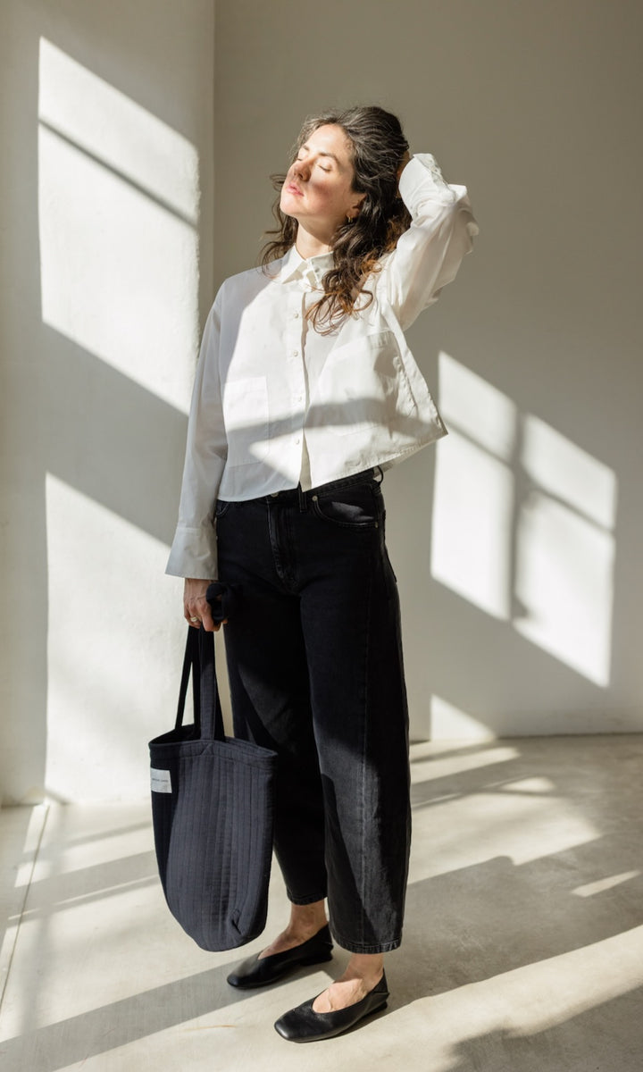 Cropped Oversized Hemd in Weiß