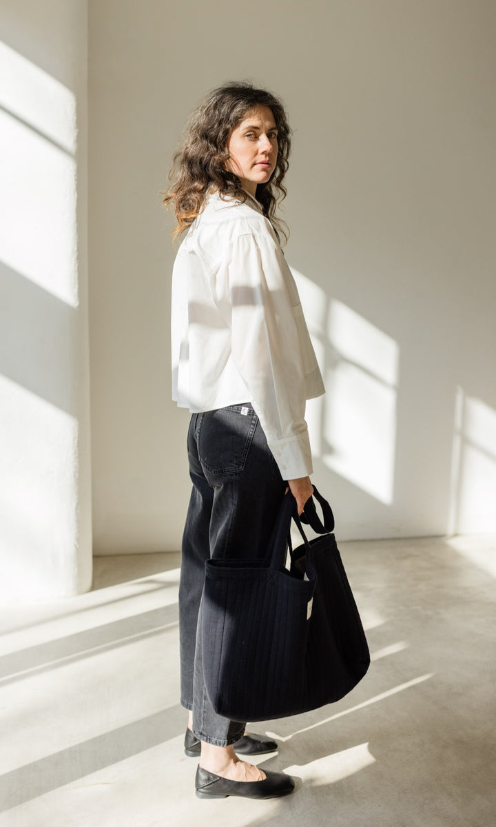 Cropped Oversized Hemd in Weiß