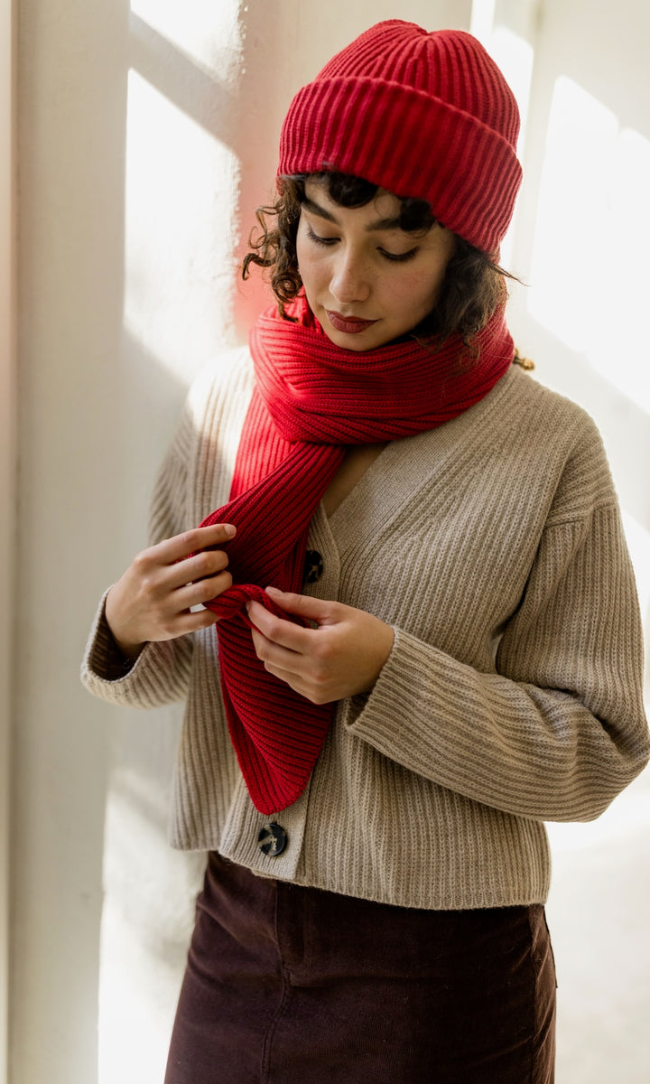 Schal aus Baumwolle in Rot