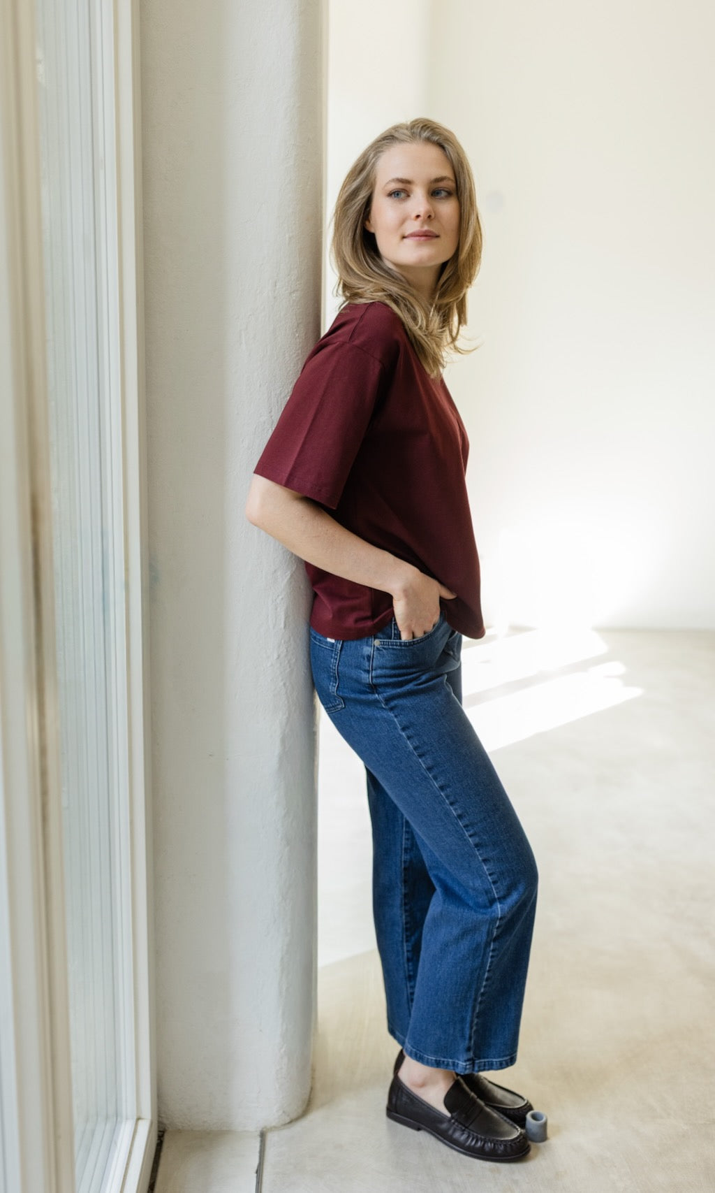 Oversized T-Shirt in Burgund - abricot coco