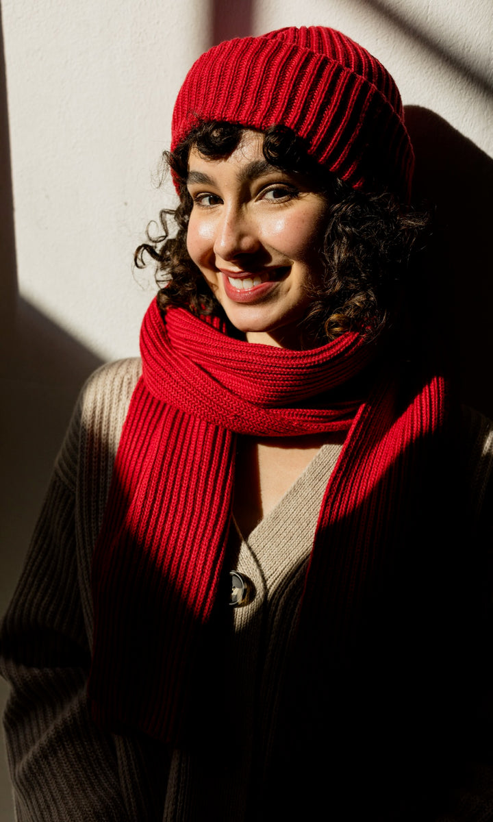 Schal aus Baumwolle in Rot