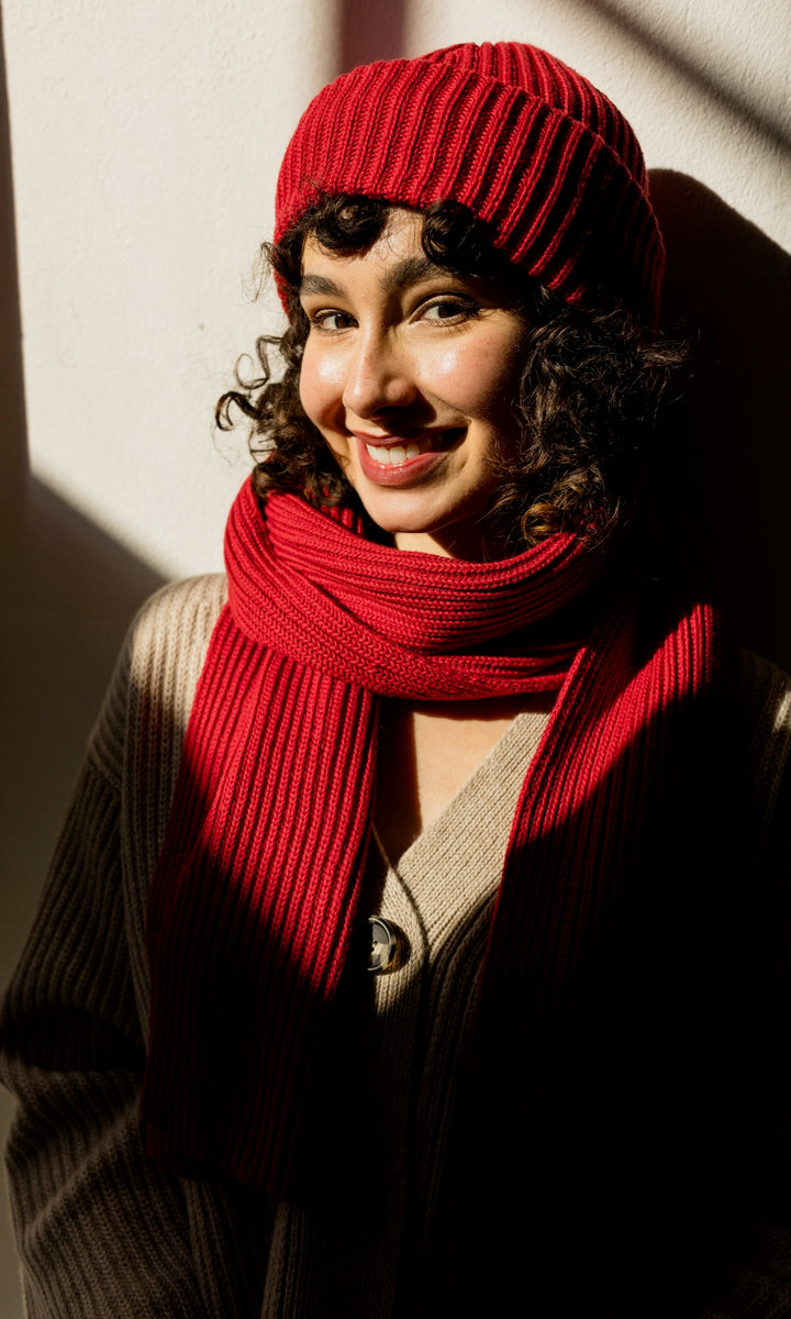 Schal aus Baumwolle in Rot