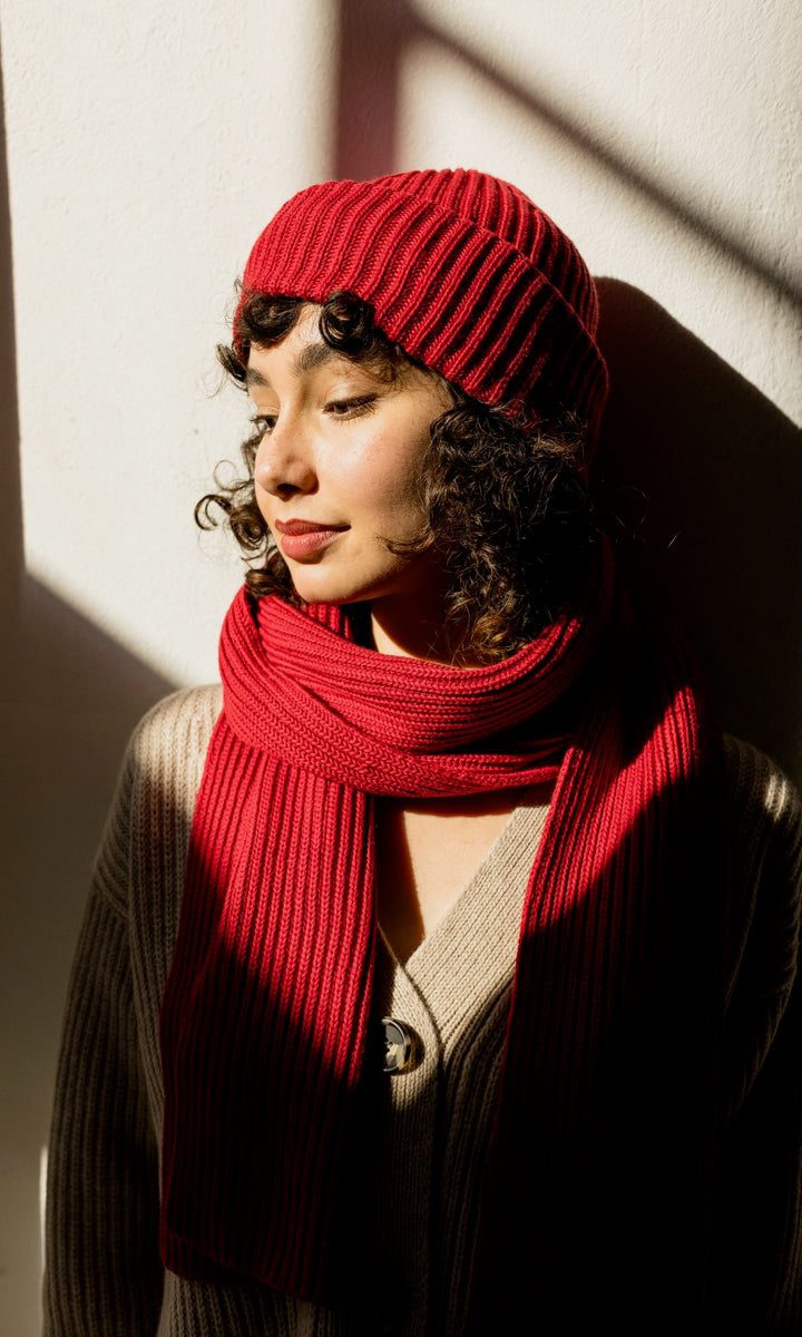 Schal aus Baumwolle in Rot