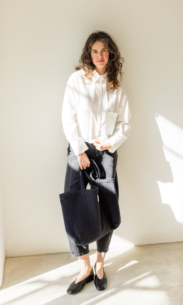 Cropped Oversized Hemd in Weiß