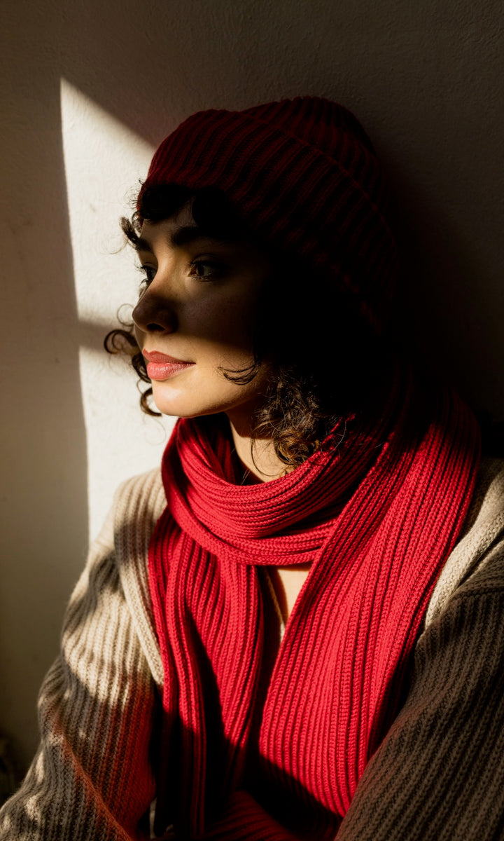 Schal aus Baumwolle in Rot