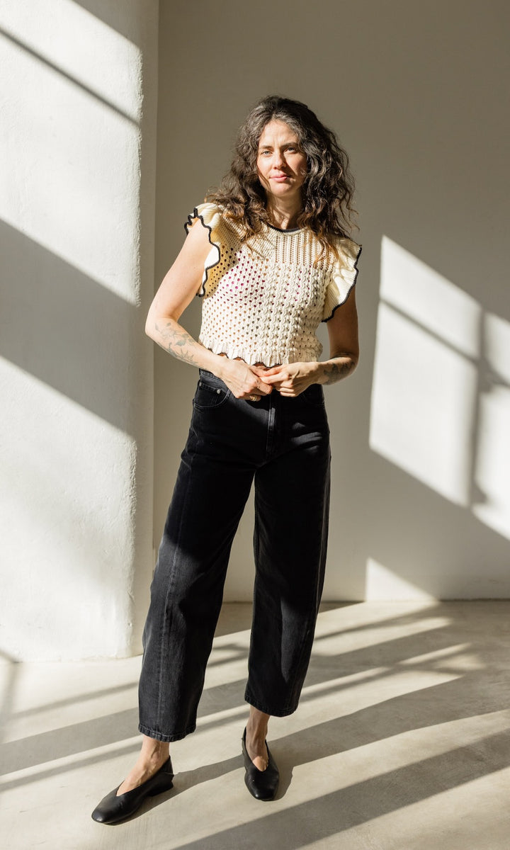 Stricktop Sora mit Volant Ärmel aus Bio Baumwolle