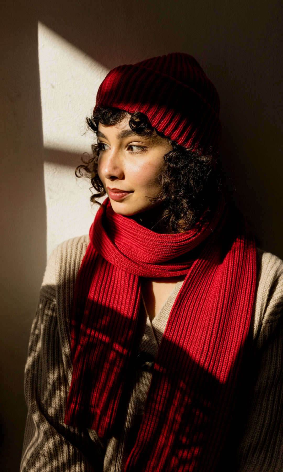 Schal aus Baumwolle in Rot