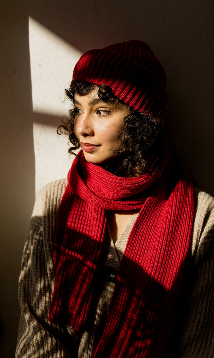 Schal aus Baumwolle in Rot