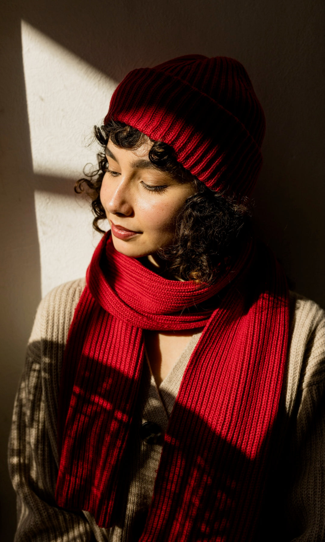 Schal aus Baumwolle in Rot