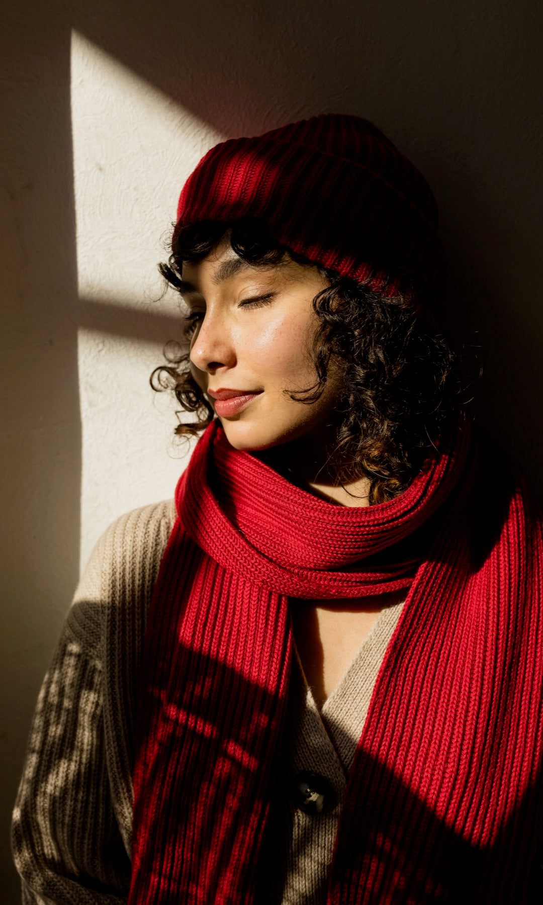 Schal aus Baumwolle in Rot