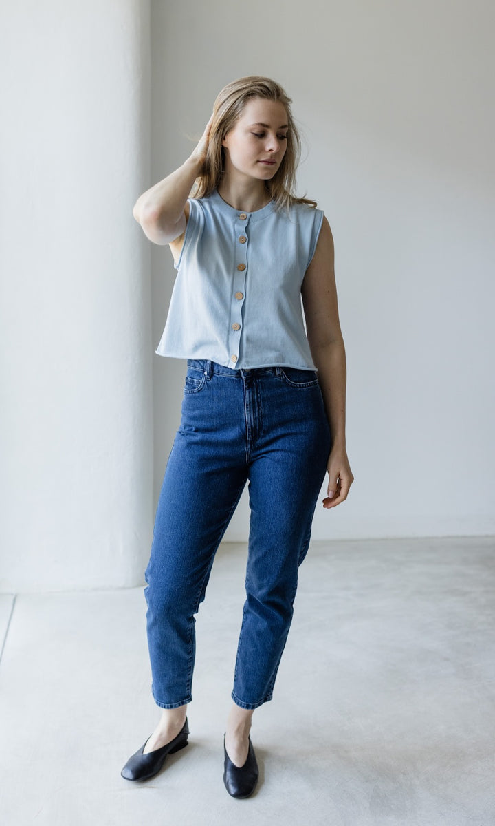 Jeans Mom Fit Dunkelblau - abricot coco