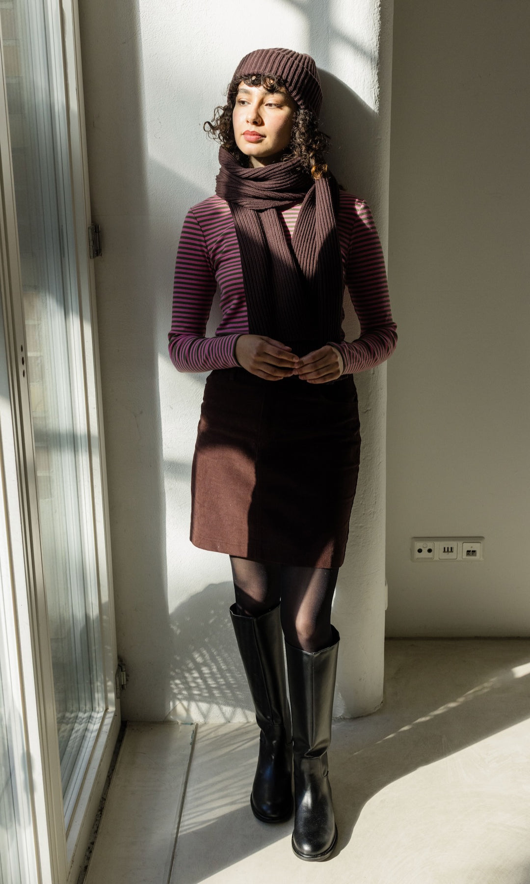 Schal aus Baumwolle in Chocolat