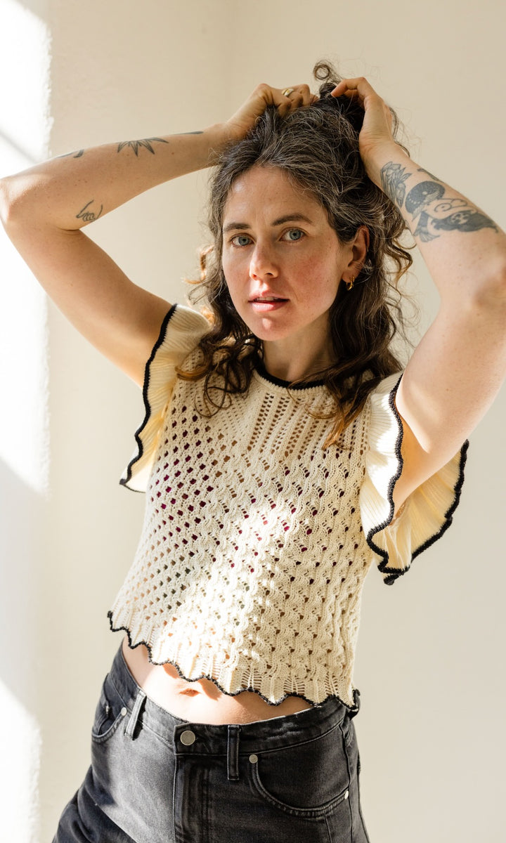 Stricktop Sora mit Volant Ärmel aus Bio Baumwolle