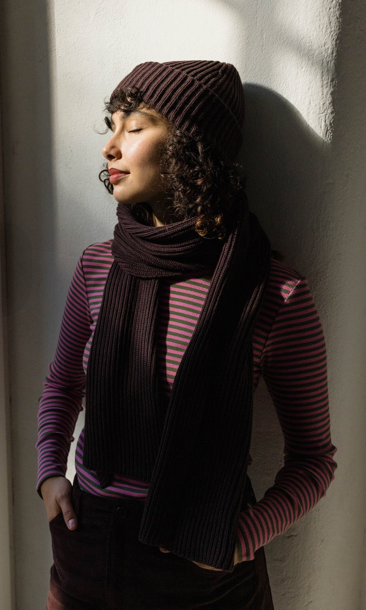 Strickmütze aus Baumwolle in Chocolat