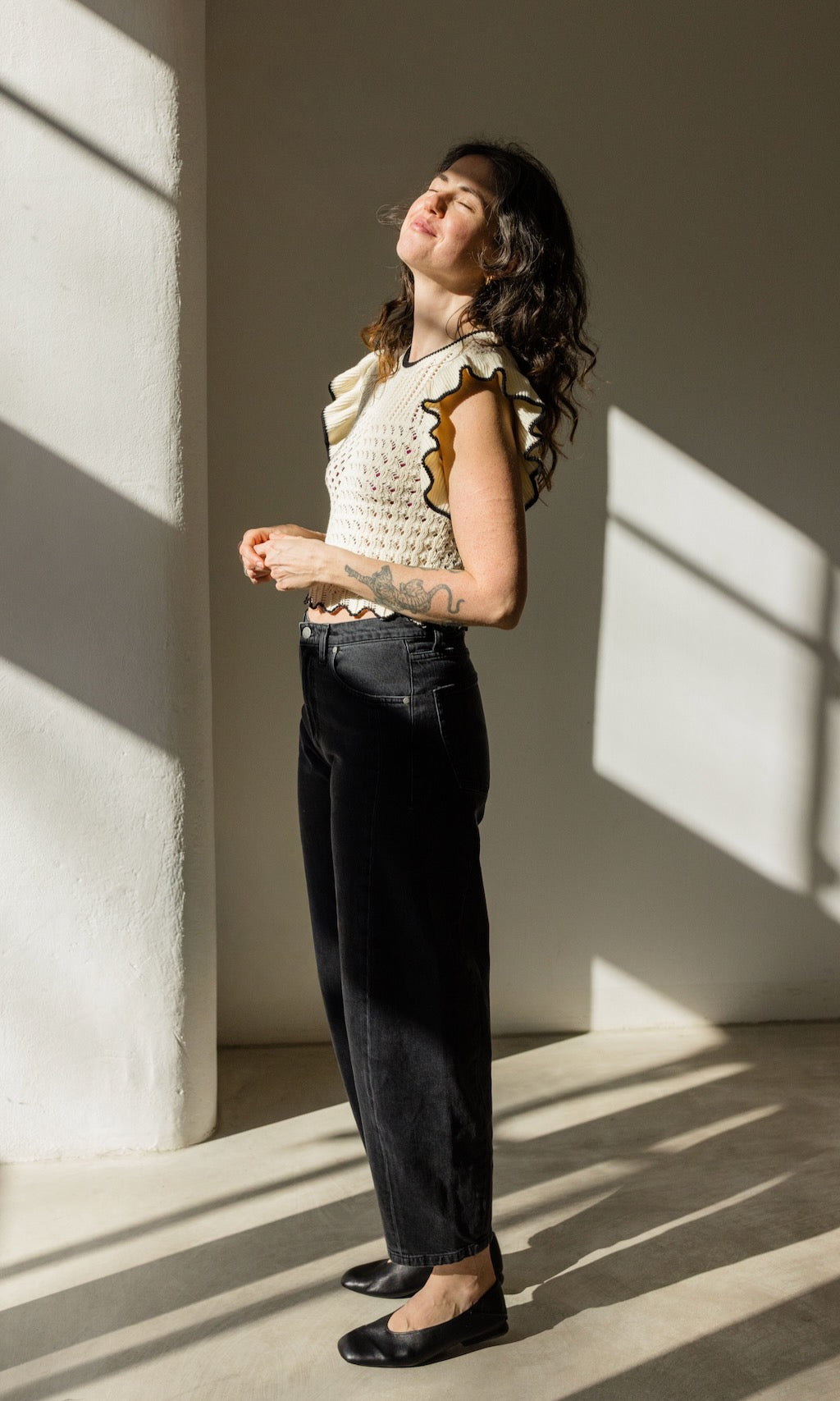 Stricktop Sora mit Volant Ärmel aus Bio Baumwolle