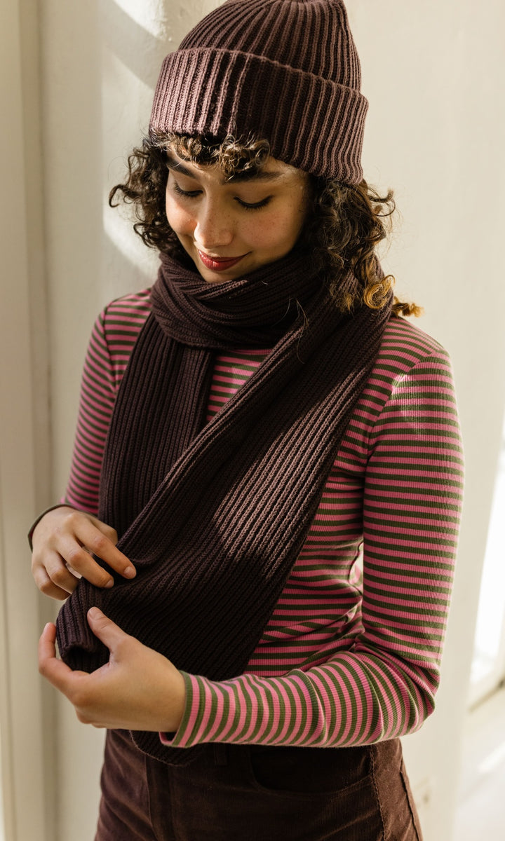 Strickmütze aus Baumwolle in Chocolat