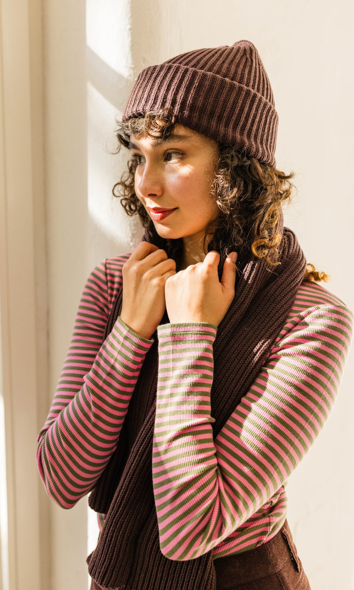 Strickmütze aus Baumwolle in Chocolat