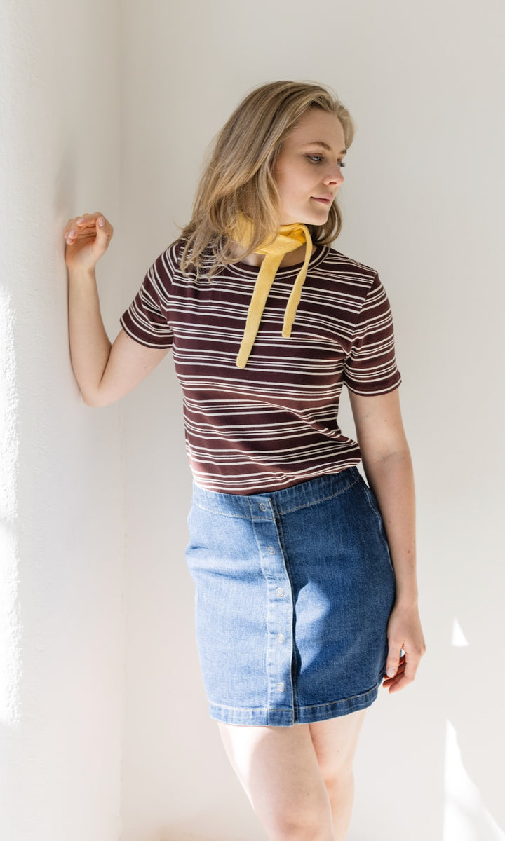 Kleiner Strickschal zum Binden Hellgelb aus Bio Baumwolle - abricot coco