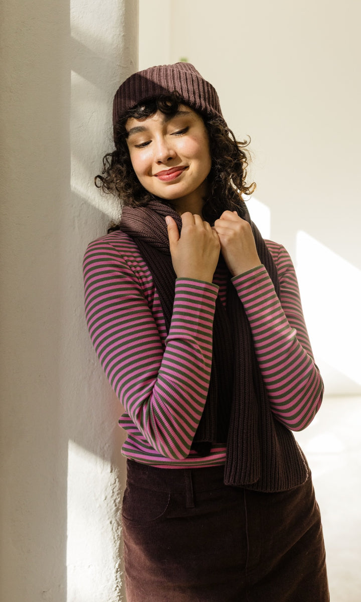 Strickmütze aus Baumwolle in Chocolat