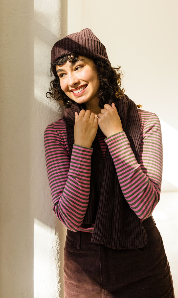 Strickmütze aus Baumwolle in Chocolat