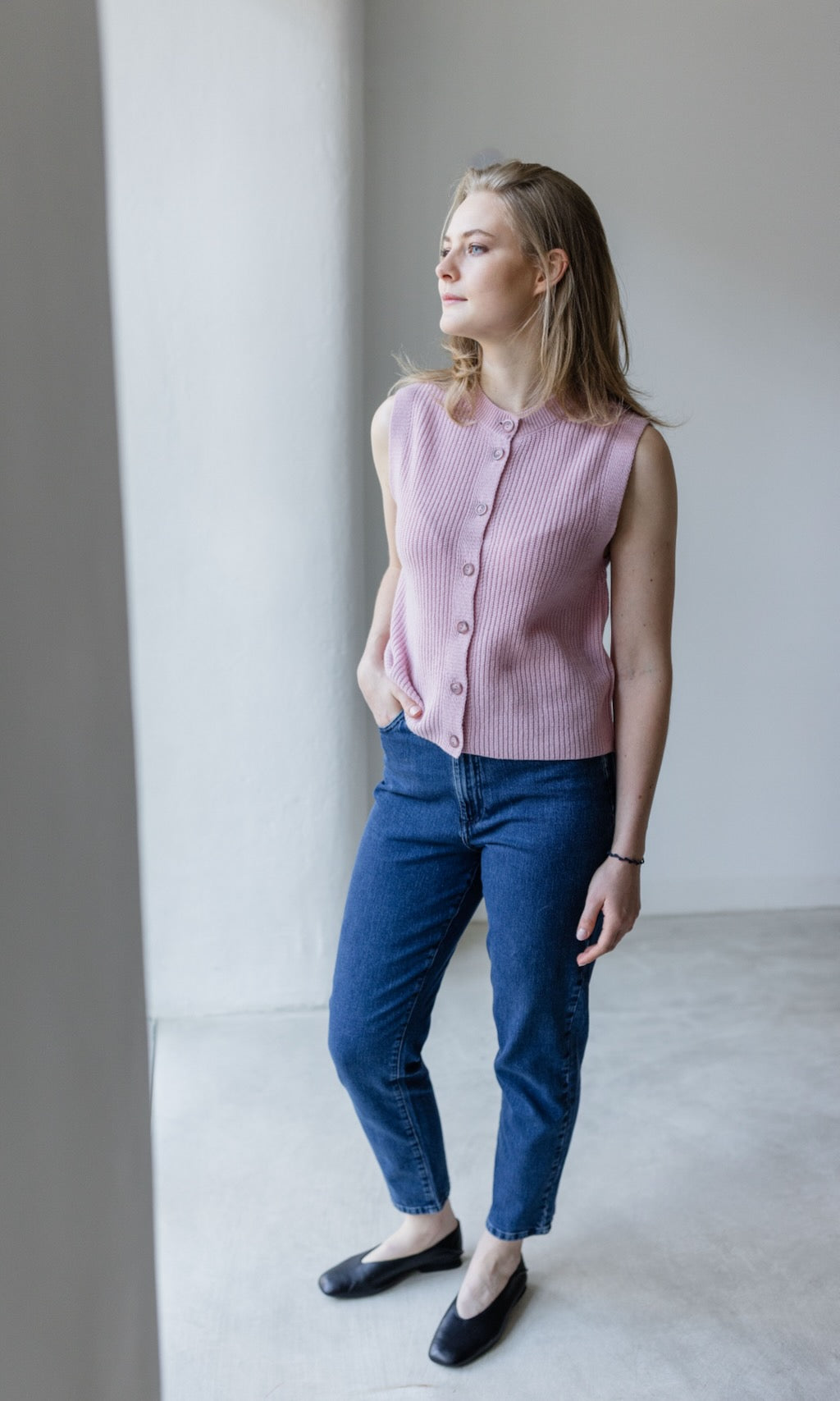 Gerippte Strickweste RUBY - abricot coco