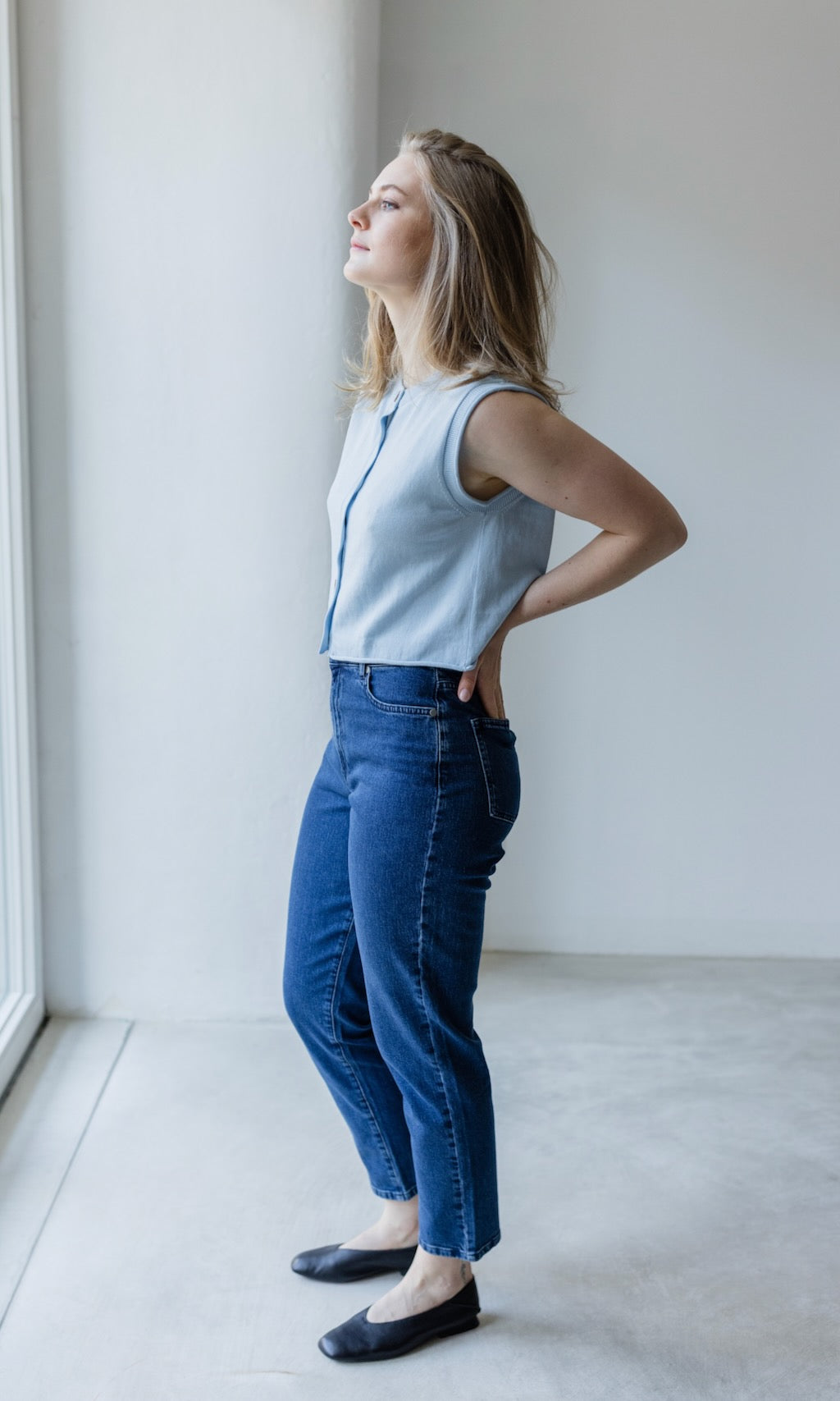Jeans Mom Fit Dunkelblau - abricot coco