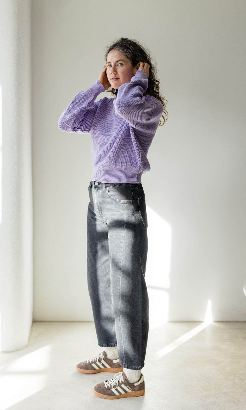 Strickpullover aus Bio Baumwolle Flieder