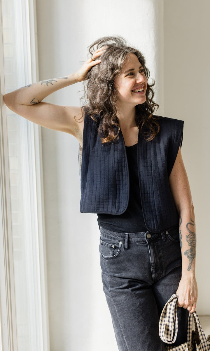 Wendbare Steppweste Yumiko aus Bio Baumwolle - abricot coco