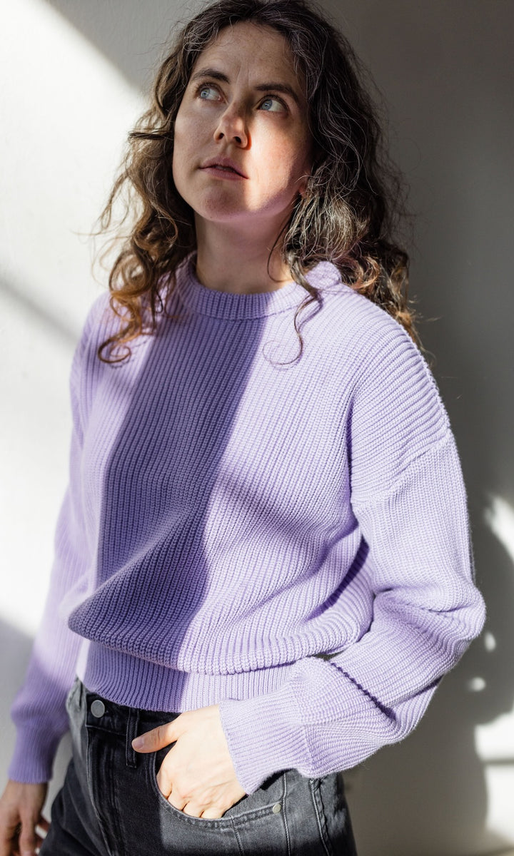 Strickpullover aus Bio Baumwolle Flieder