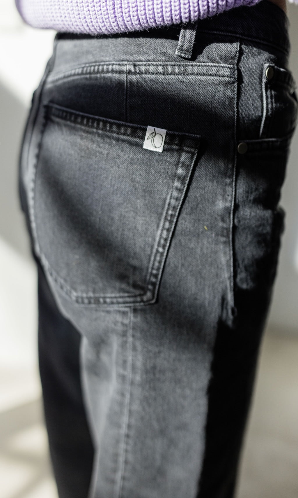 Barrel Jeans aus Bio Baumwolle Washed Black - abricot coco