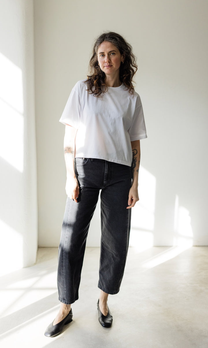 Barrel Jeans aus Bio Baumwolle Washed Black - abricot coco