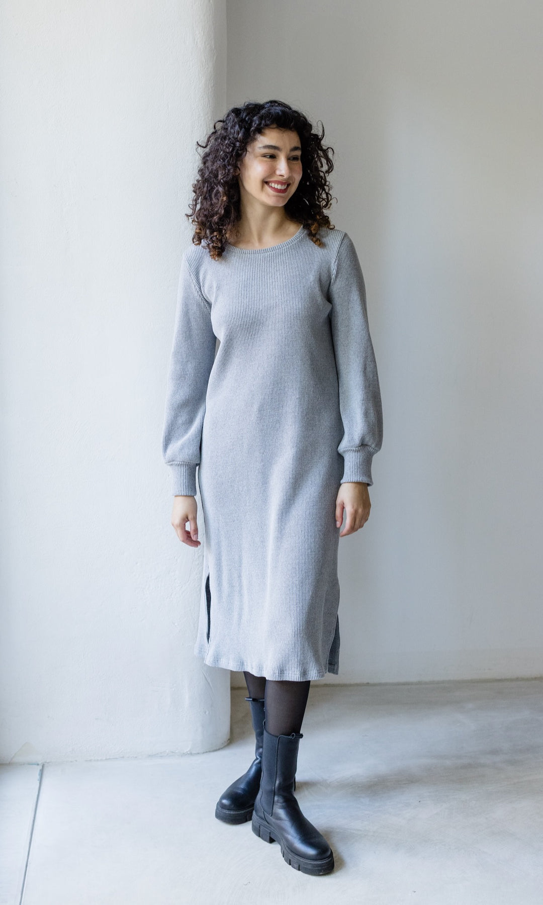 Langes Strickkleid Jules Grau