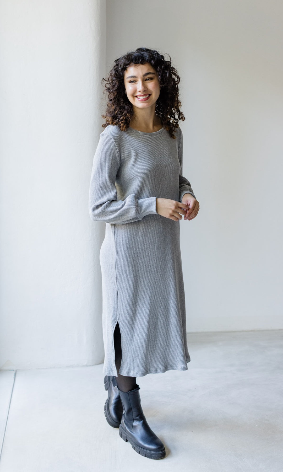 Langes Strickkleid Jules Grau