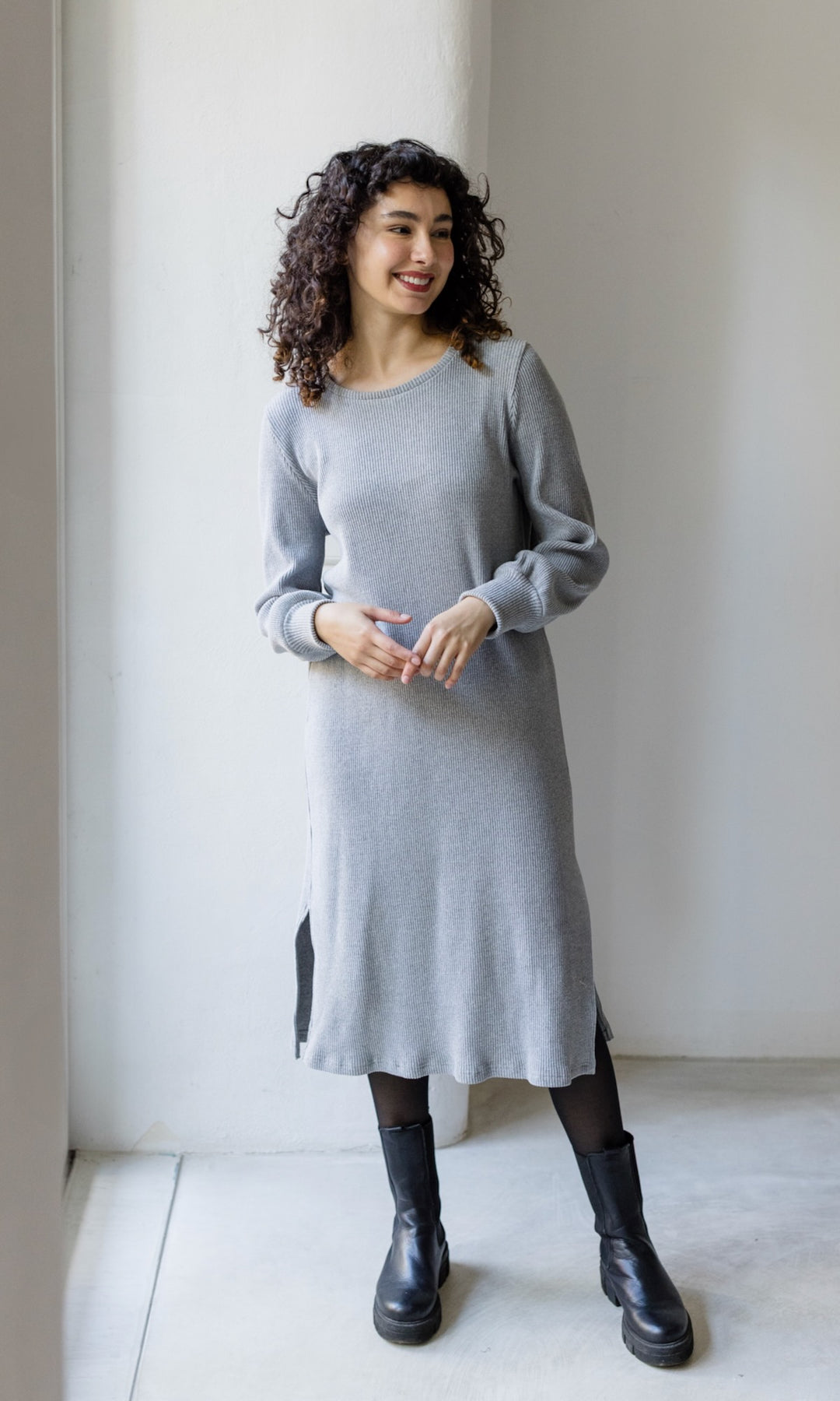 Langes Strickkleid Jules Grau