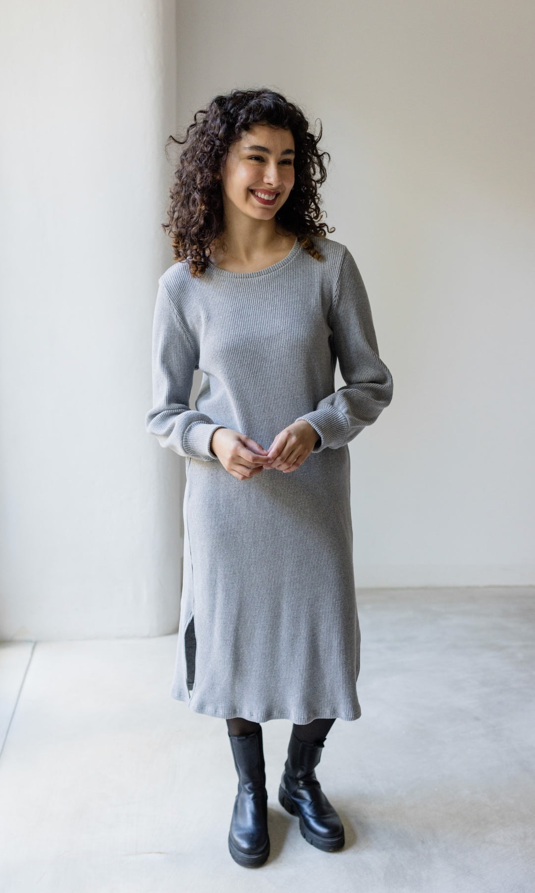 Langes Strickkleid Jules Grau