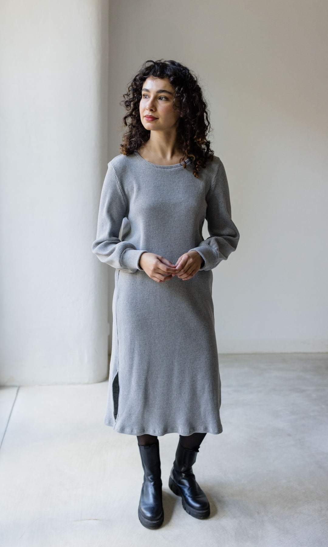 Langes Strickkleid Jules Grau