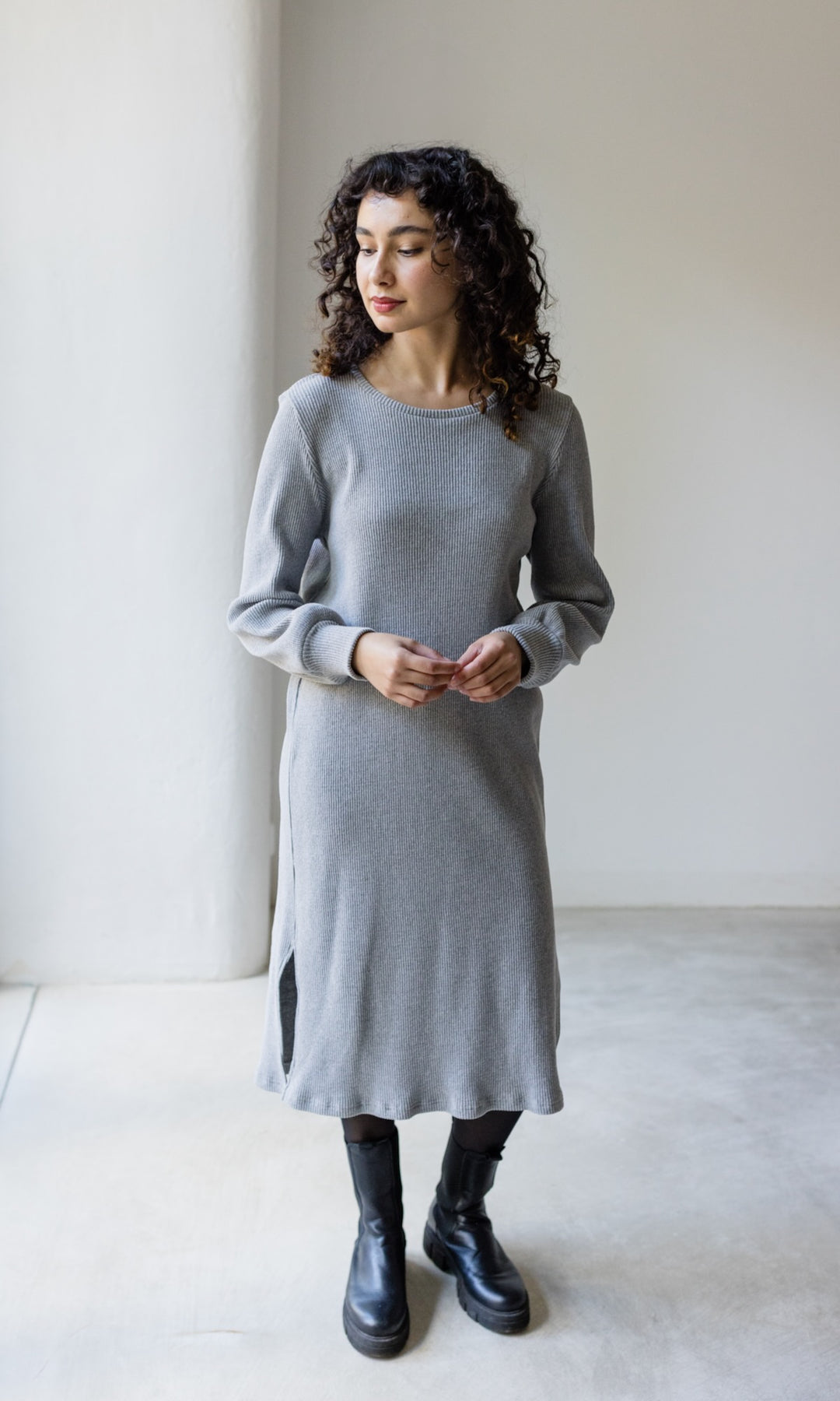 Langes Strickkleid Jules Grau