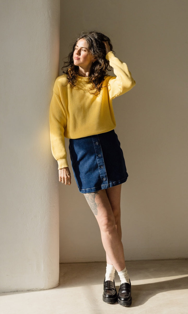 Strickpullover aus Bio Baumwolle Hellgelb