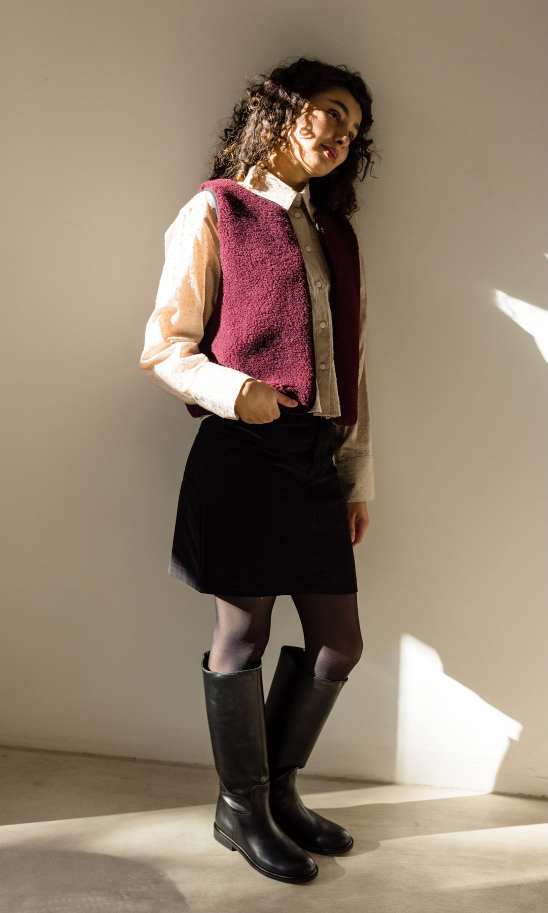 Schafwoll Weste (Schurwolle) Bordeaux