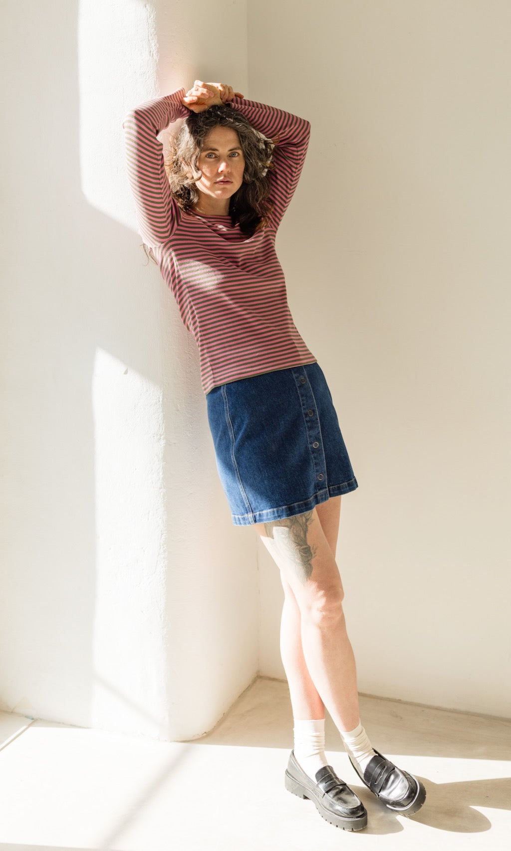 Gestreiftes Langarmshirt Zoé - abricot coco