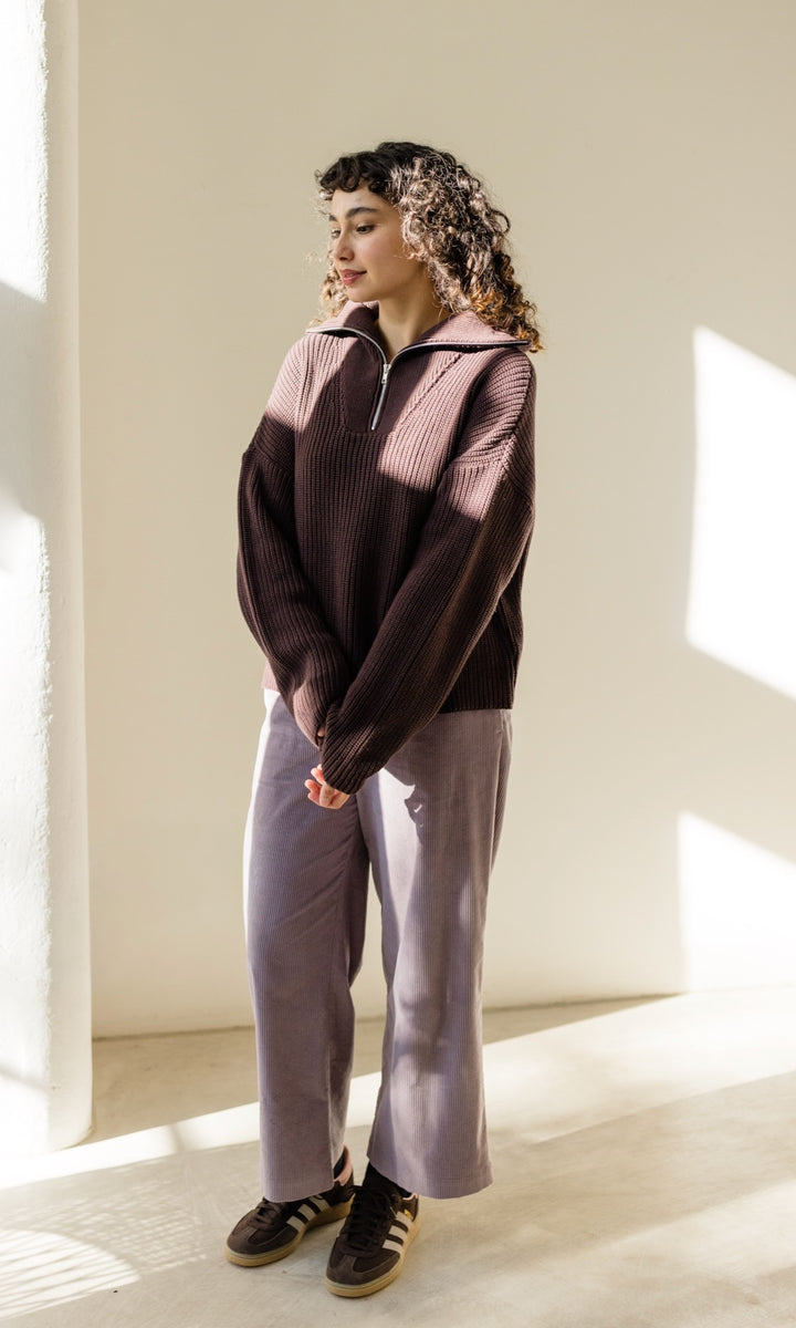 Gerippter Pullover MIO mit Zipper