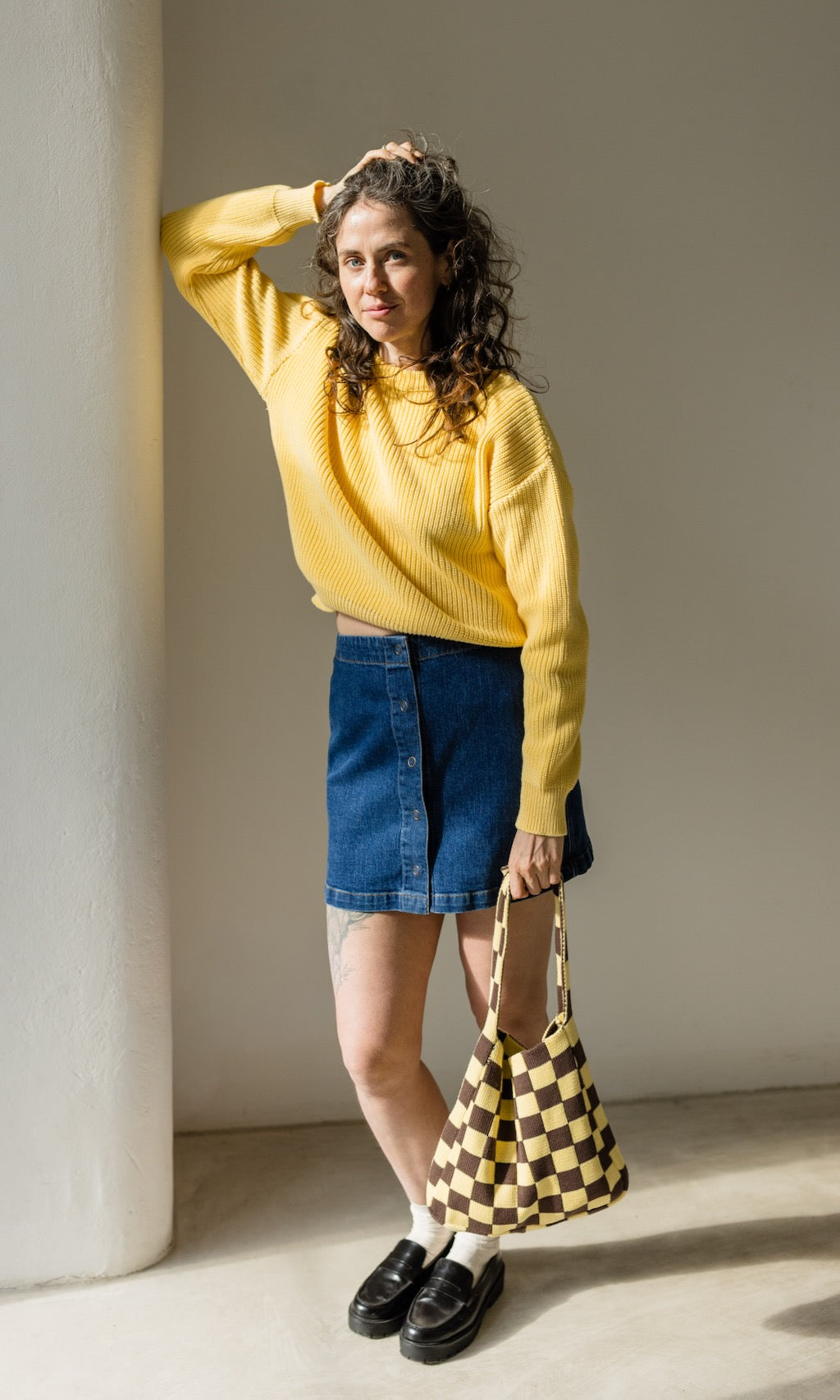 Strickpullover aus Bio Baumwolle Hellgelb