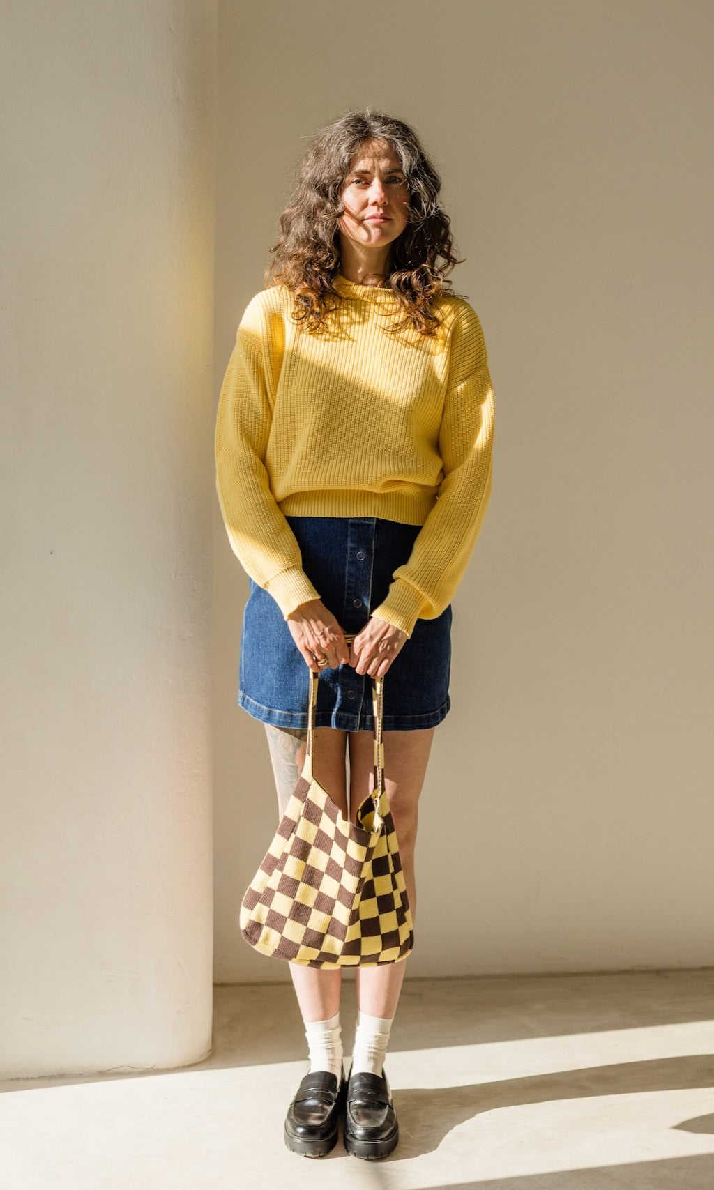 Strickpullover aus Bio Baumwolle Hellgelb