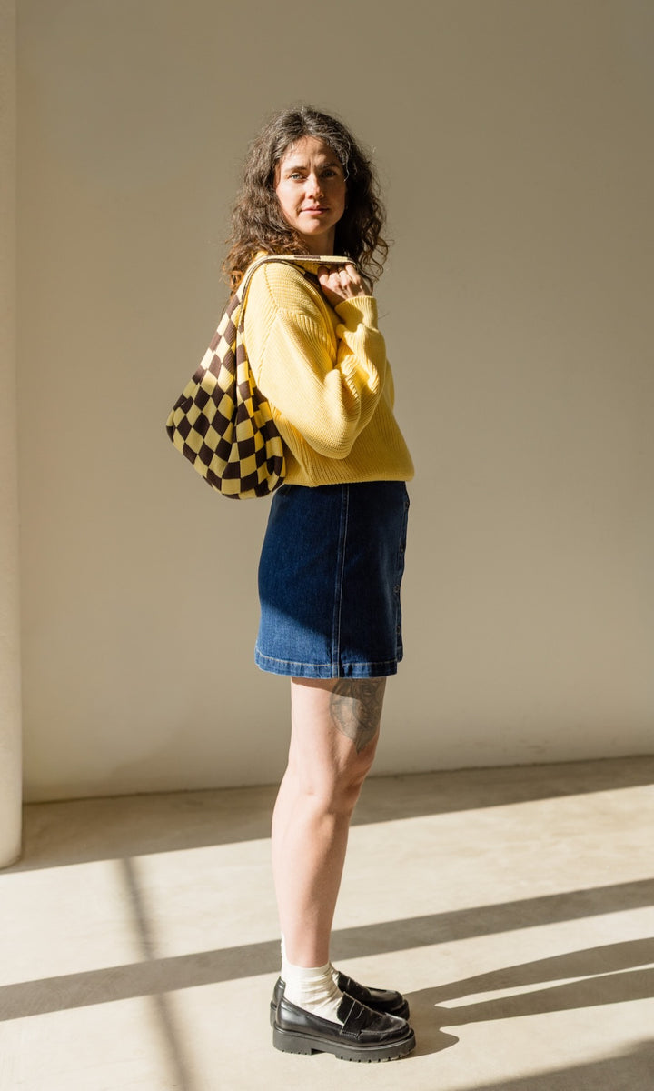 Mini Jeans Rock in klassischem Denim Blau aus Bio Baumwolle - abricot coco