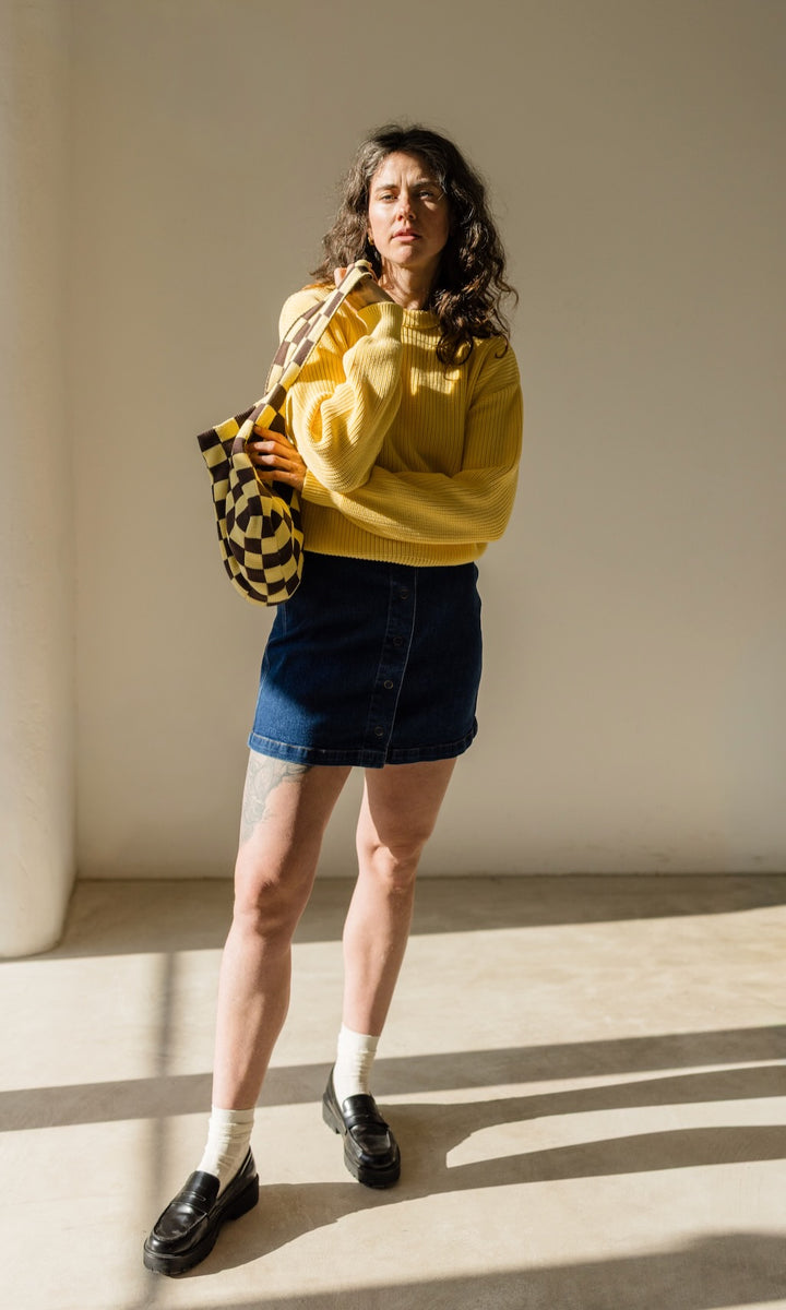 Strickpullover aus Bio Baumwolle Hellgelb