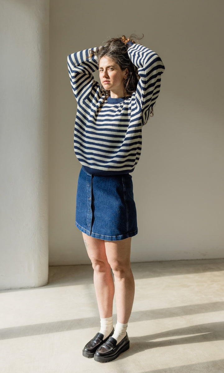 Mini Jeans Rock in klassischem Denim Blau aus Bio Baumwolle - abricot coco