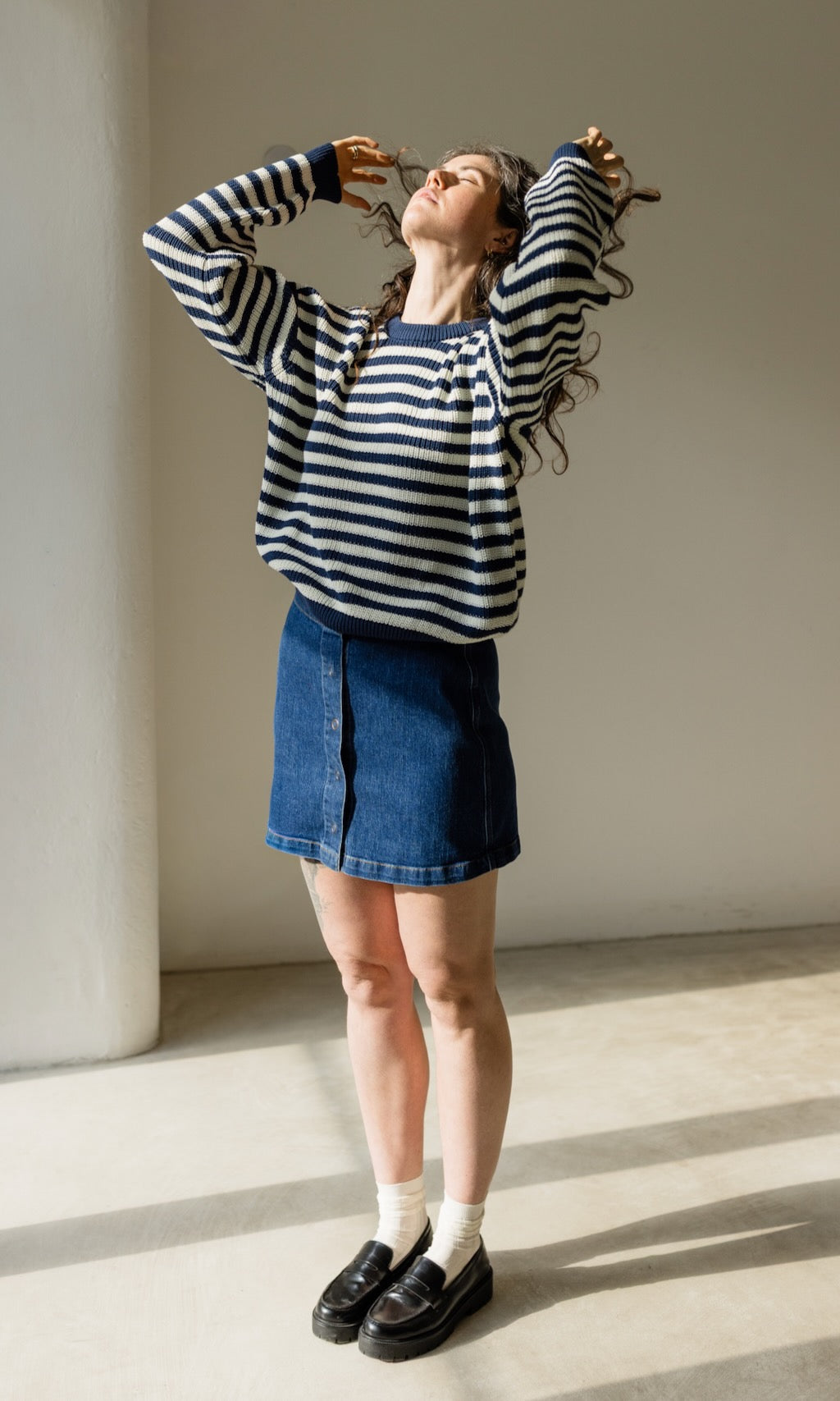 Mini Jeans Rock in klassischem Denim Blau aus Bio Baumwolle - abricot coco